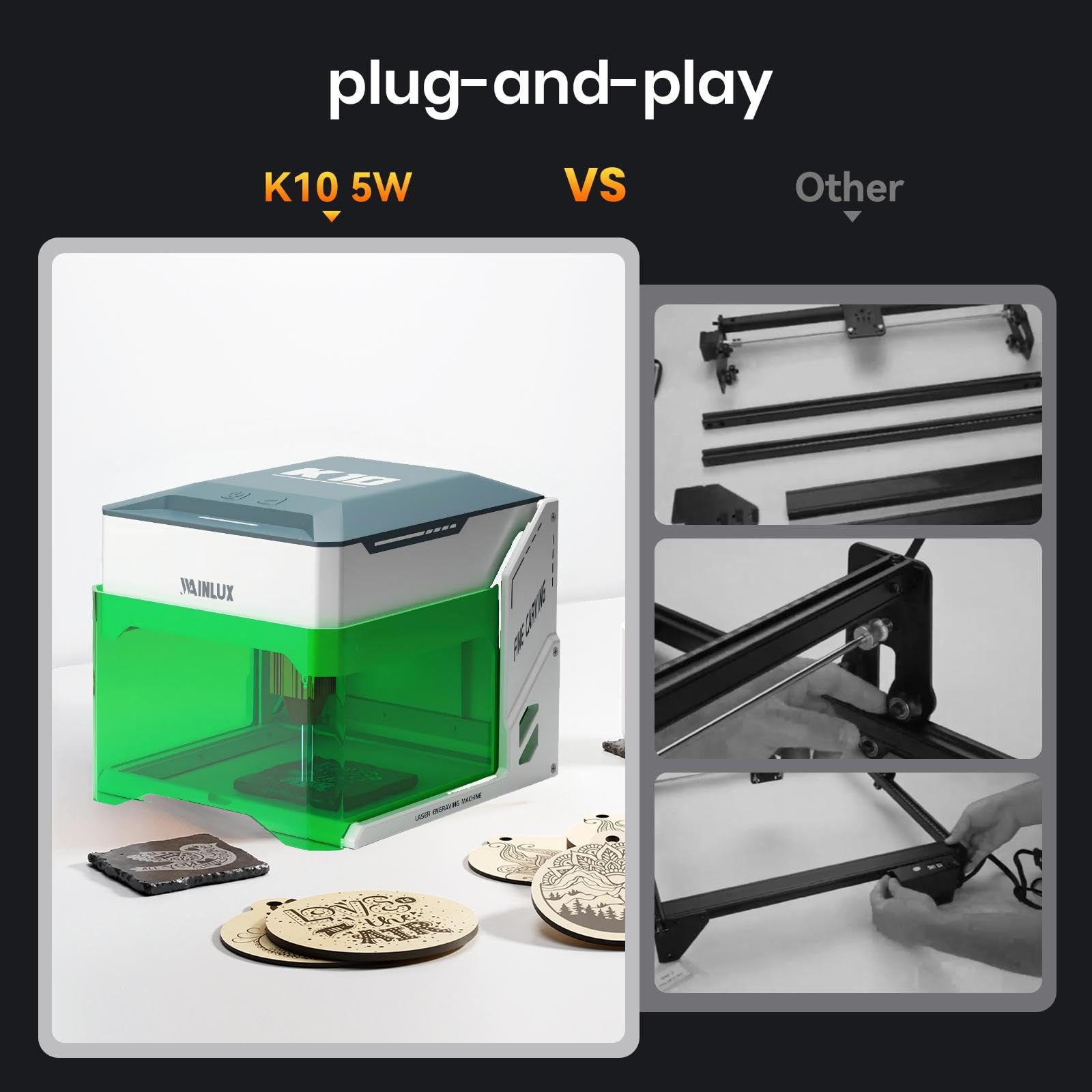 Amazon.co.jp: WAINLUXPRO K10 5000mW レーザー彫刻機、木製レザー